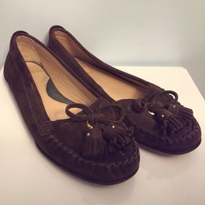 Cole Haan tassels brown suede leather moc shoe